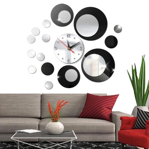 Decorative 3D Round Wall Clock DIY Mirror Modern Clocks