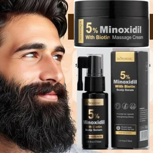 Korsemic Premium 5% Minoxidil + Biotin Hair Growth Combo (Scalp Serum & Massage Cream)
