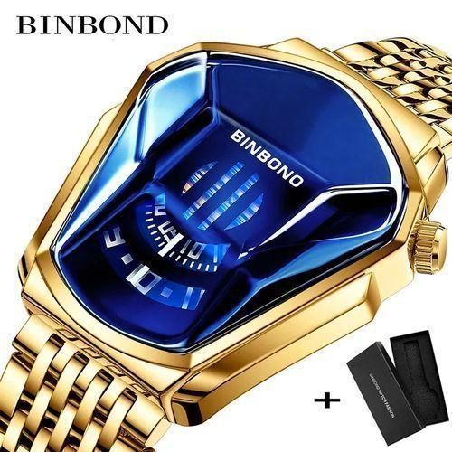 Top Luxury BINBOND Stainless Steel Men Waterproof Wristwatch