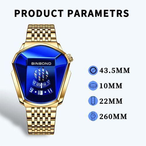 Top Luxury BINBOND Stainless Steel Men Waterproof Wristwatch