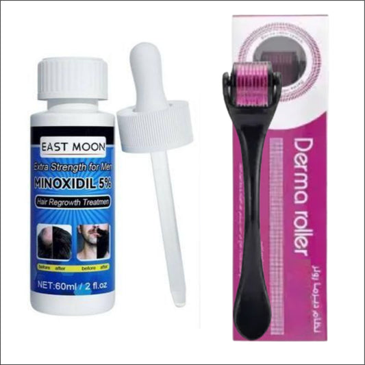 Minoxidil Hair Increase Oil East Moon + Derma Roller - Hair Treatment for Beard And Hair Growth
